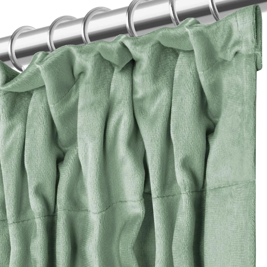 Zasłona gotowa 140x300 szałwiowa welurowa na taśmie soft Velvet do salonu — zdjęcie 2