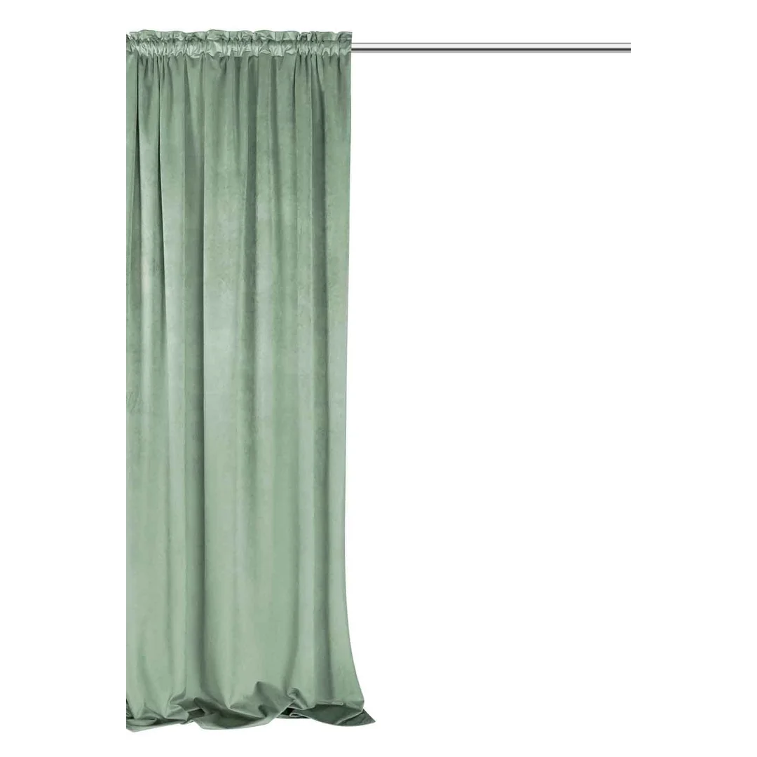 Zasłona gotowa 140x300 szałwiowa welurowa na taśmie soft Velvet do salonu — zdjęcie 3