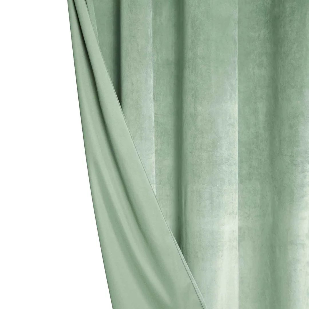 Zasłona gotowa 140x300 szałwiowa welurowa na taśmie soft Velvet do salonu — zdjęcie 7