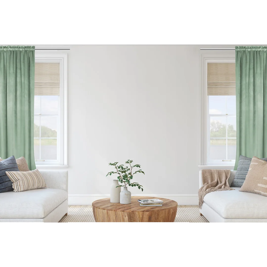 Zasłona gotowa 140x300 szałwiowa welurowa na taśmie soft Velvet do salonu — zdjęcie 8