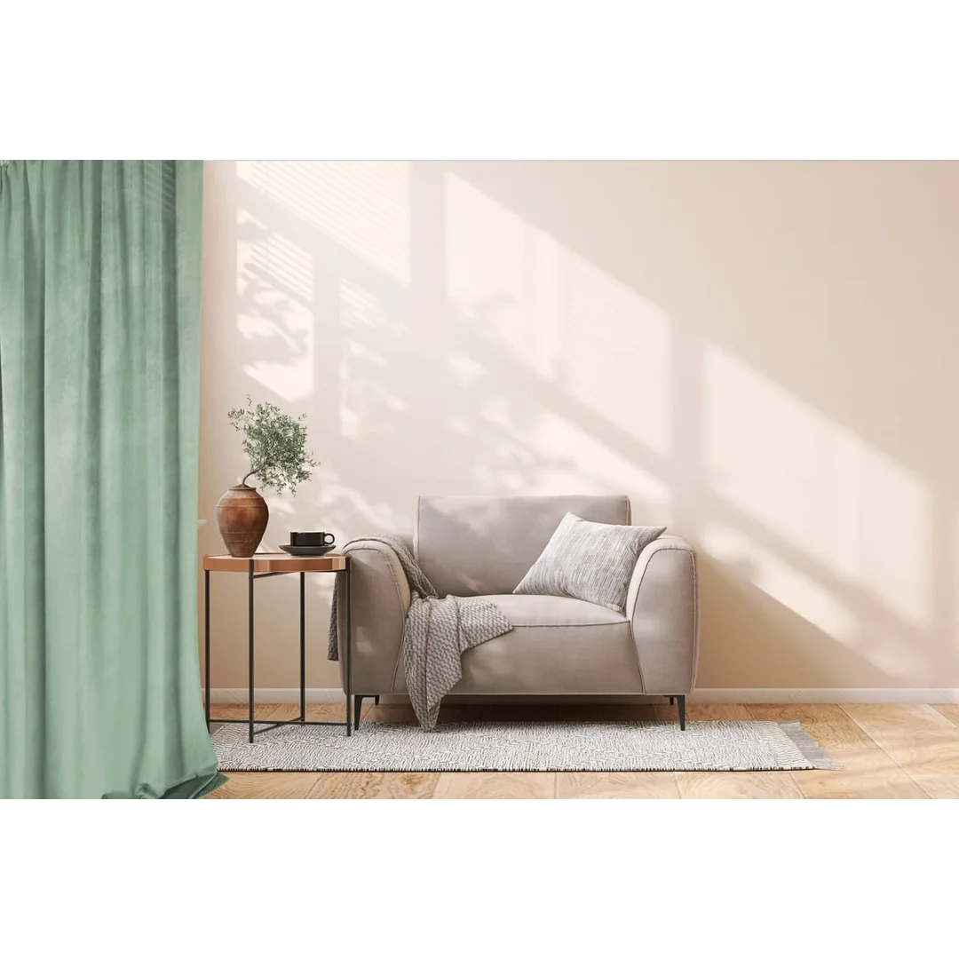 Zasłona gotowa 140x300 szałwiowa welurowa na taśmie soft Velvet do salonu — zdjęcie 10