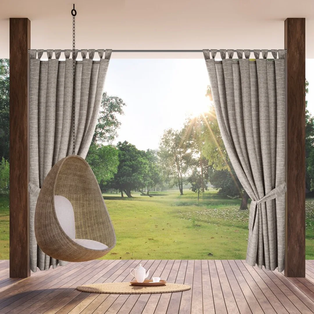 Zasłona gotowa 155x220 Garden 10 brązowa do ogrodu wodoodporna mocowana na szelki/rzep Eurofirany — zdjęcie 2