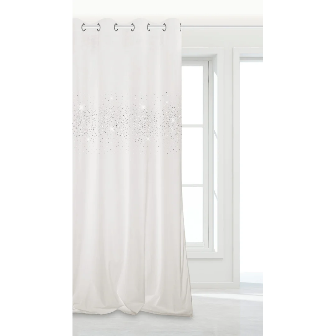 Zasłona gotowa na przelotkach 140x250 biała welurowa z kryształkami Shiny — zdjęcie 3