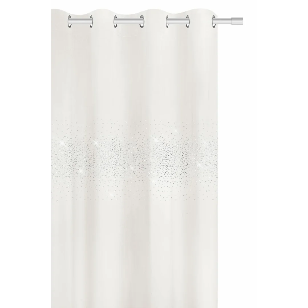Zasłona gotowa na przelotkach 140x250 biała welurowa z kryształkami Shiny — zdjęcie 4