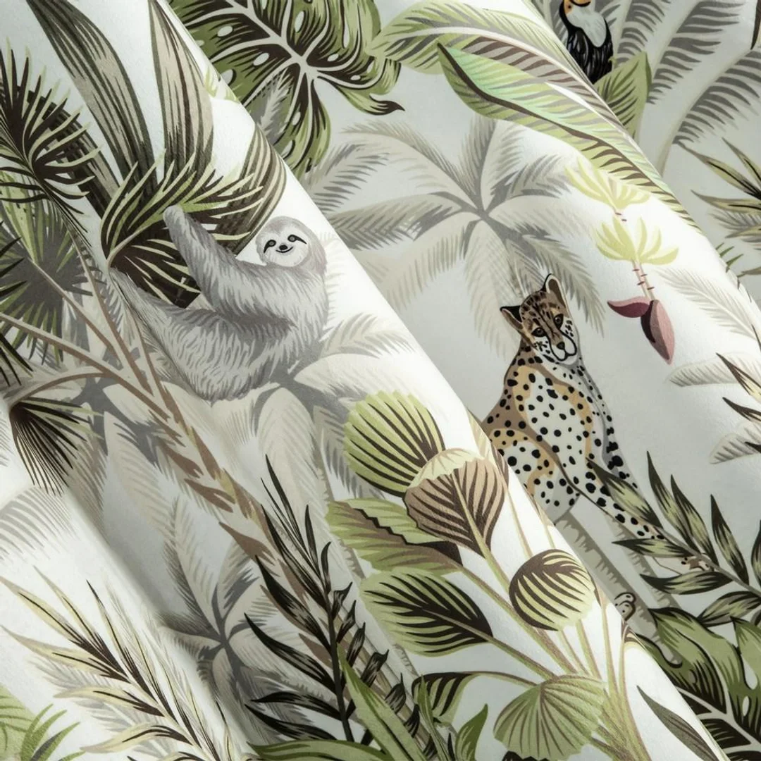 Zasłona gotowa na przelotkach 140x250 Jungle dżungla biała zielona — zdjęcie 5