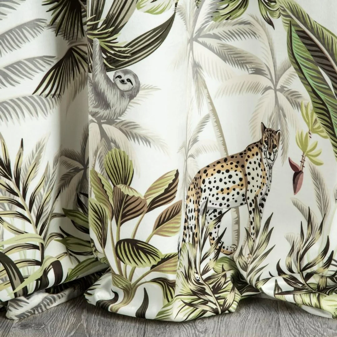 Zasłona gotowa na przelotkach 140x250 Jungle dżungla biała zielona — zdjęcie 6