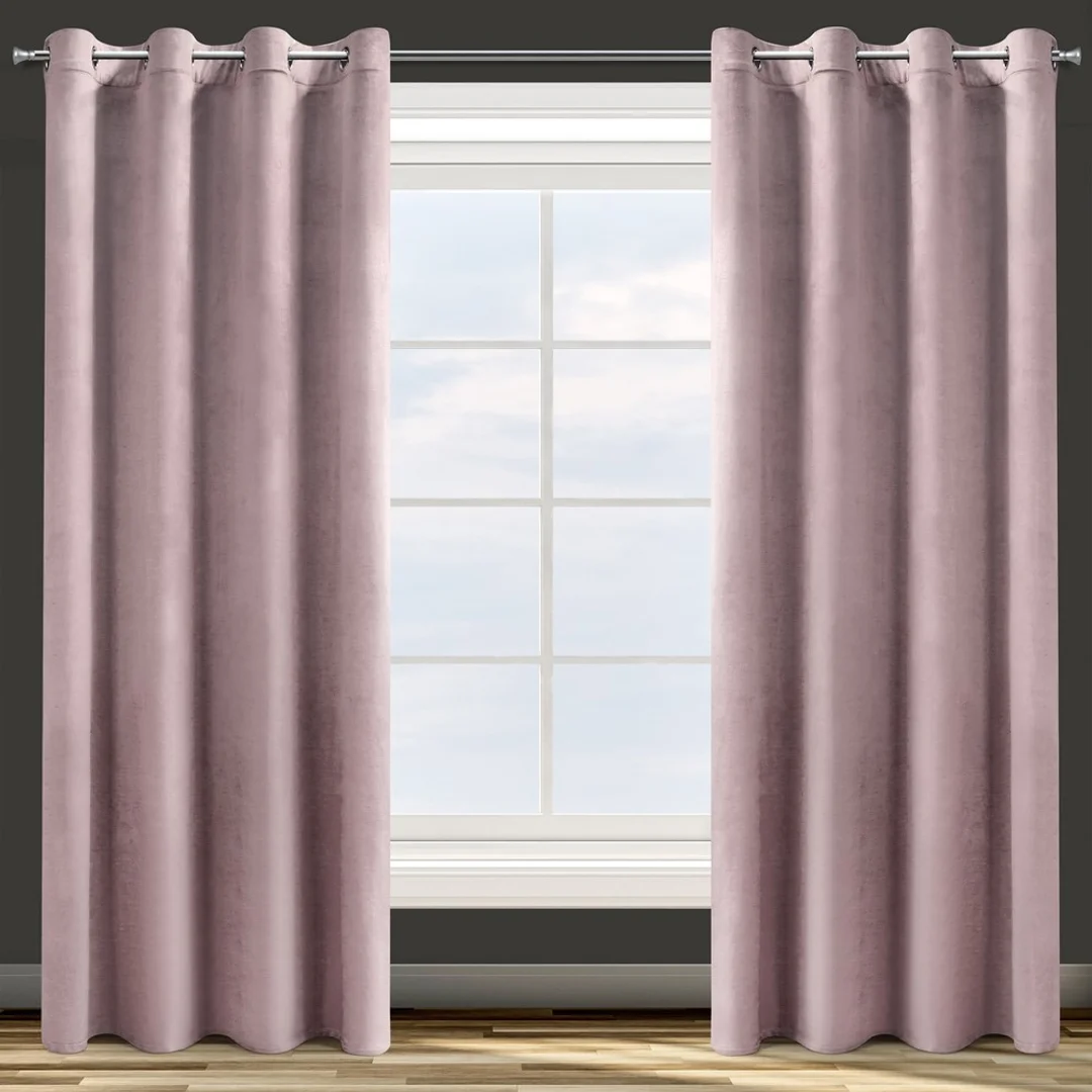 Zasłona gotowa na przelotkach 140x250 pudrowa różowa welurowa Rosa — zdjęcie 2