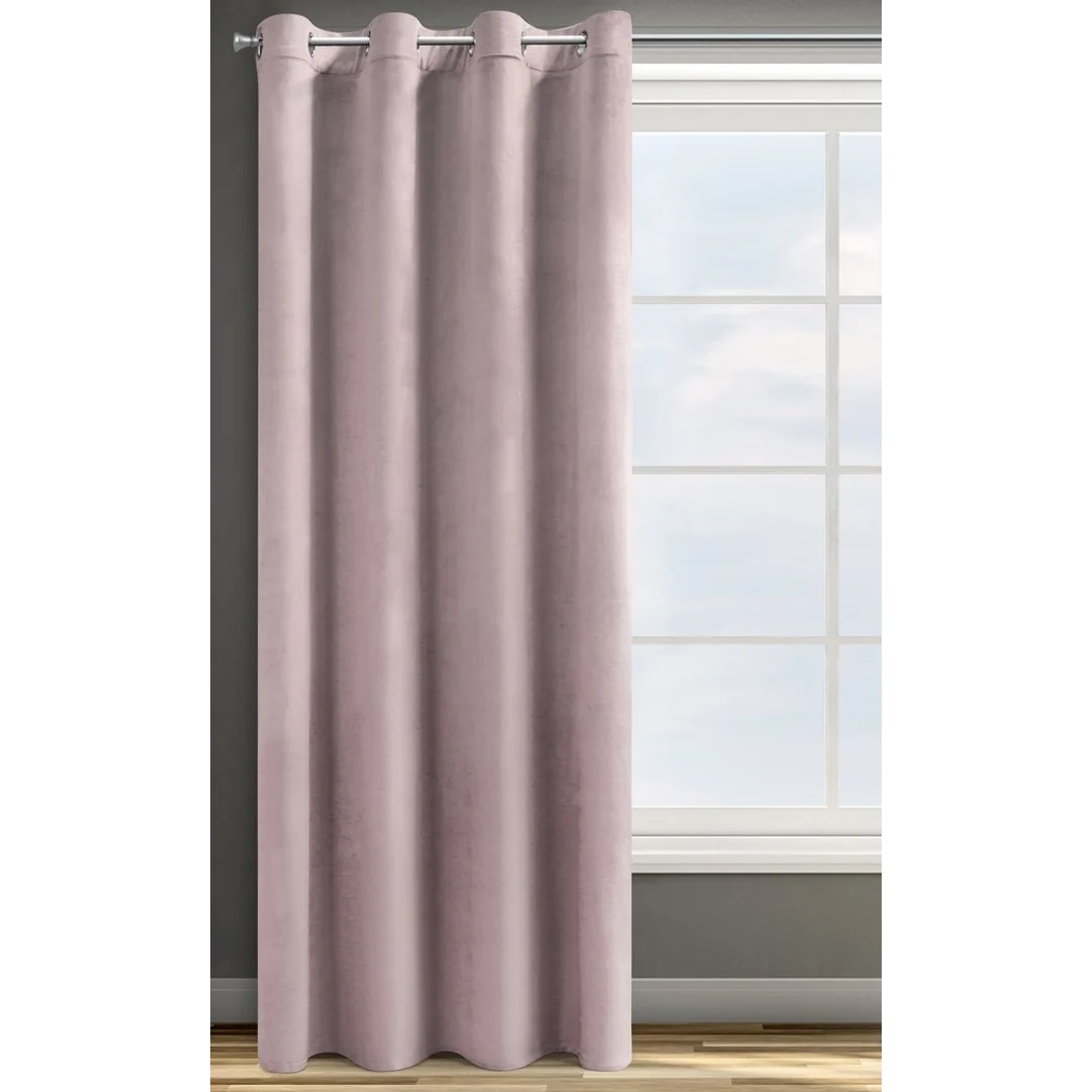 Zasłona gotowa na przelotkach 140x250 pudrowa różowa welurowa Rosa — zdjęcie 3