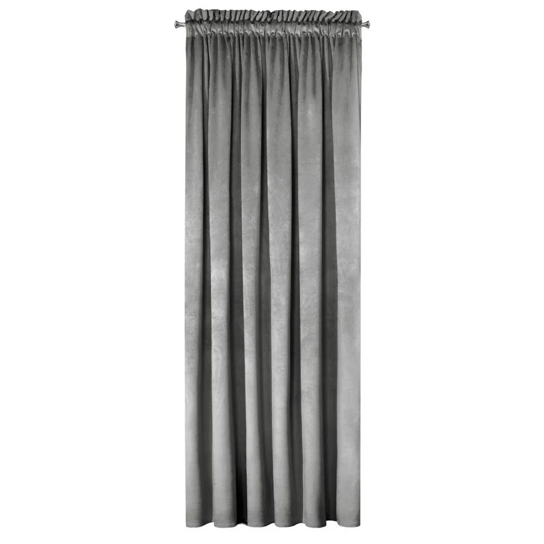 Zasłona gotowa na taśmie 135x300 stalowa welurowa Rosa — zdjęcie 4