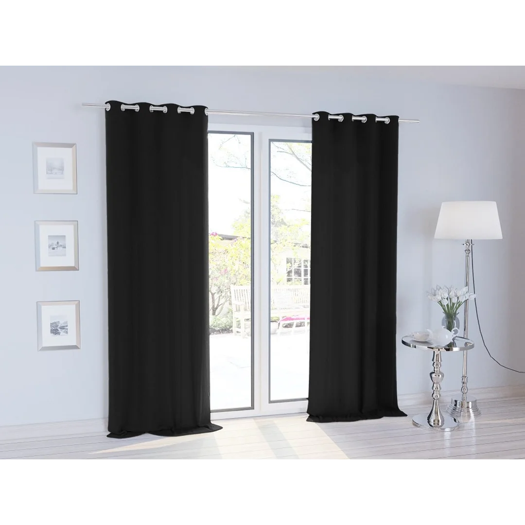 Zasłona zaciemniająca 140x250 czarna gotowa na przelotkach Hold Blackout — zdjęcie 2