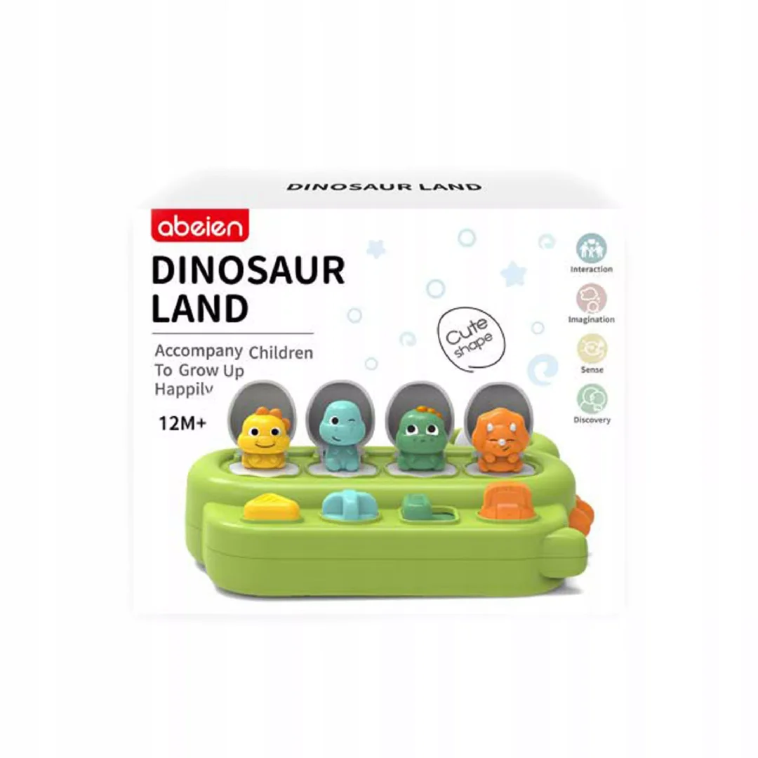 Interaktywna zabawka edukacyjna wyskakujące dinozaury Pop up grzechotka