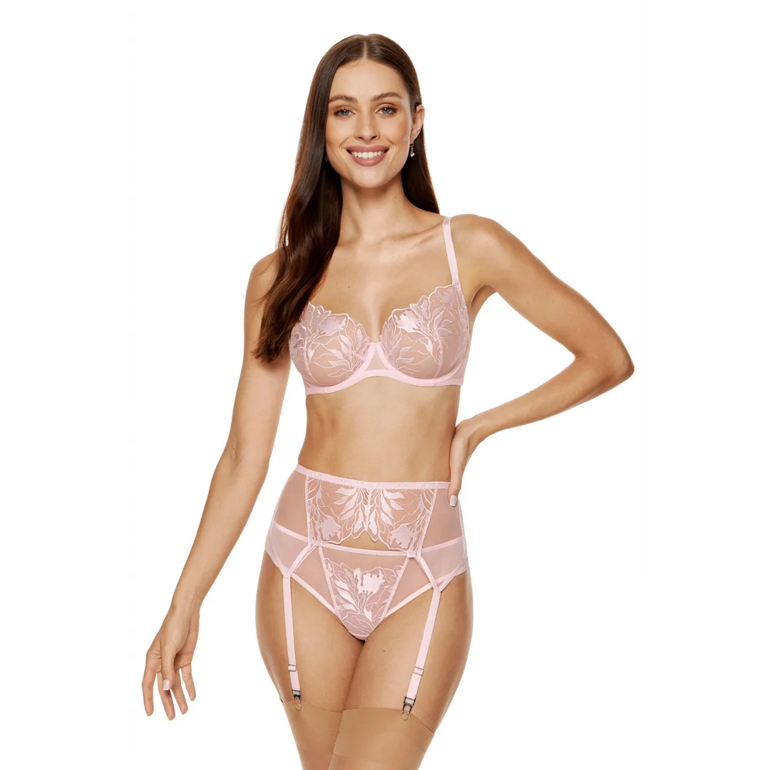 Gorsety, body, pasy Pas do pończoch Model Coco PPW Pink - Gorteks