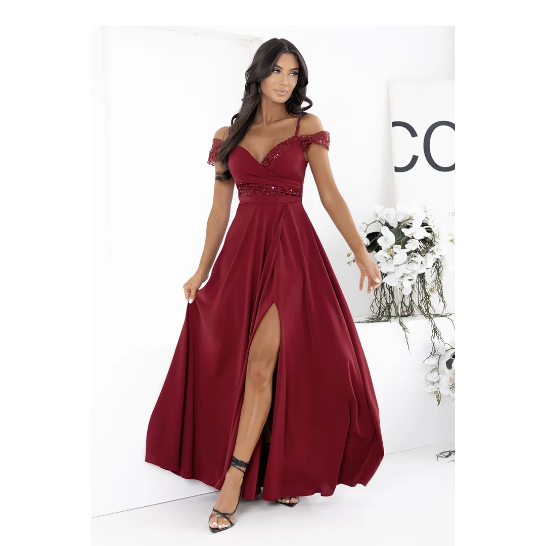 Sukienka Model Walentina Cekin 0011175. Bordo - With You