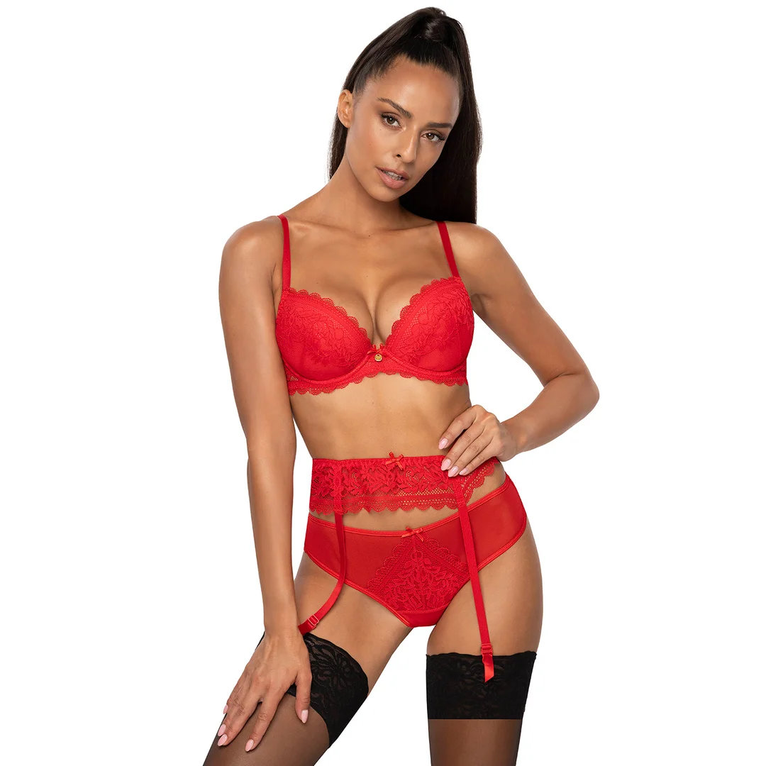 Gorsety, body, pasy Pas do pończoch Model 0198/3 Estelle Red - Mat — zdjęcie 2