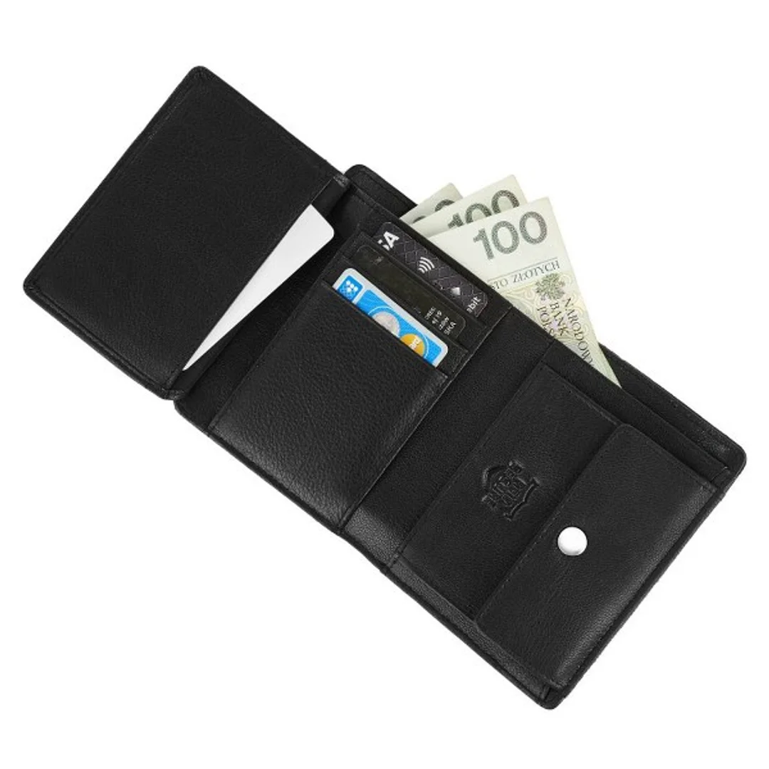 Modny Skórzany Portfel Męski RFID Brødrene G-06LC Czarny
