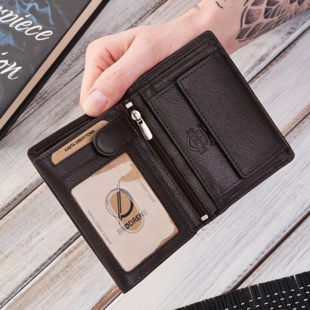 Portfel Męski Skórzany Brødrene G-106 Brązowy Rfid