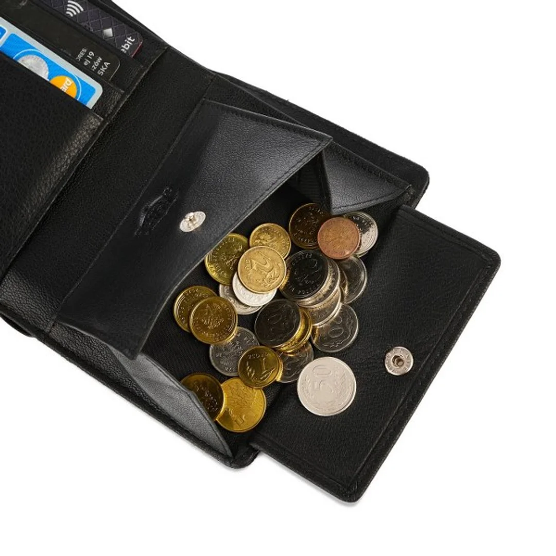 Skórzany Portfel Męski Brødrene G-06L RFID Czarny