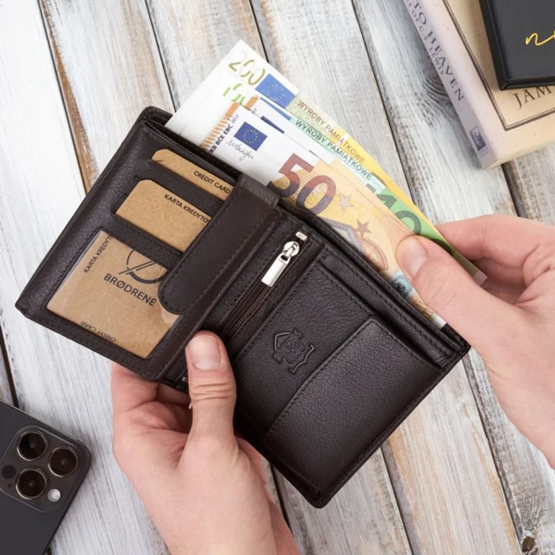 Skórzany Portfel Męski RFID Brødrene G-10 Brązowy