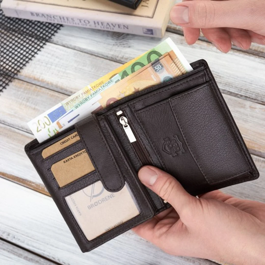 Skórzany Portfel Męski RFID Brødrene G-10 Brązowy