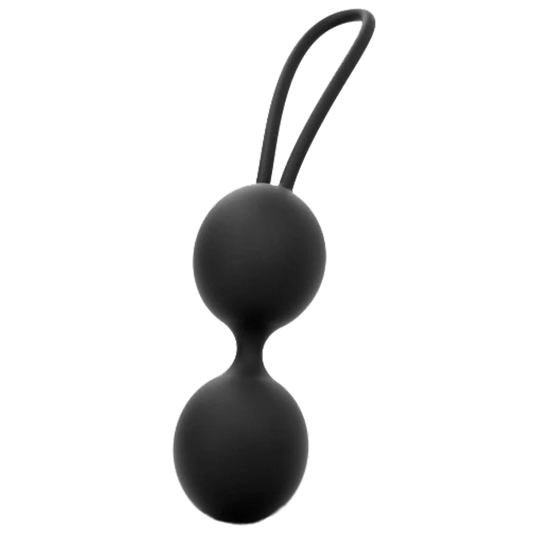 Kulki Gejszy z pętelką, stymulacja pochwy. Silikon medyczny. Dual Balls black