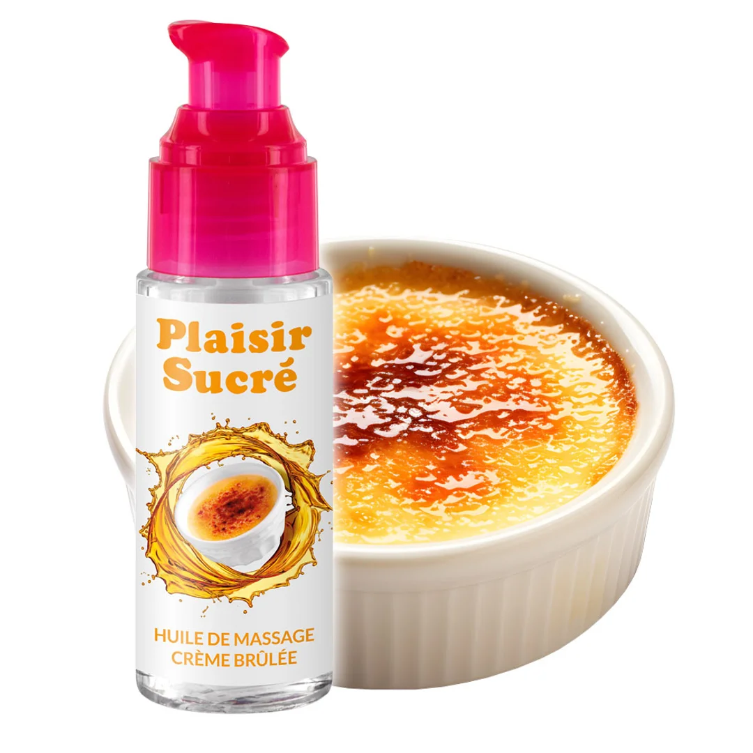 Olejek do masażu erotycznego, zapach krem brulee. 100% składniki roślinne