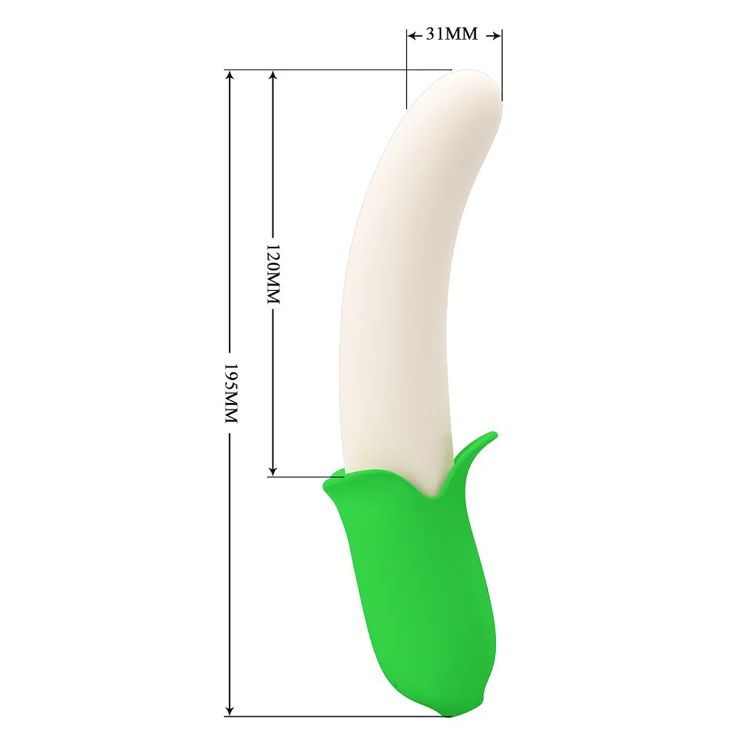 Wibrator silikonowy dla kobiet w kształcie banana. Zabawa solo i w parze