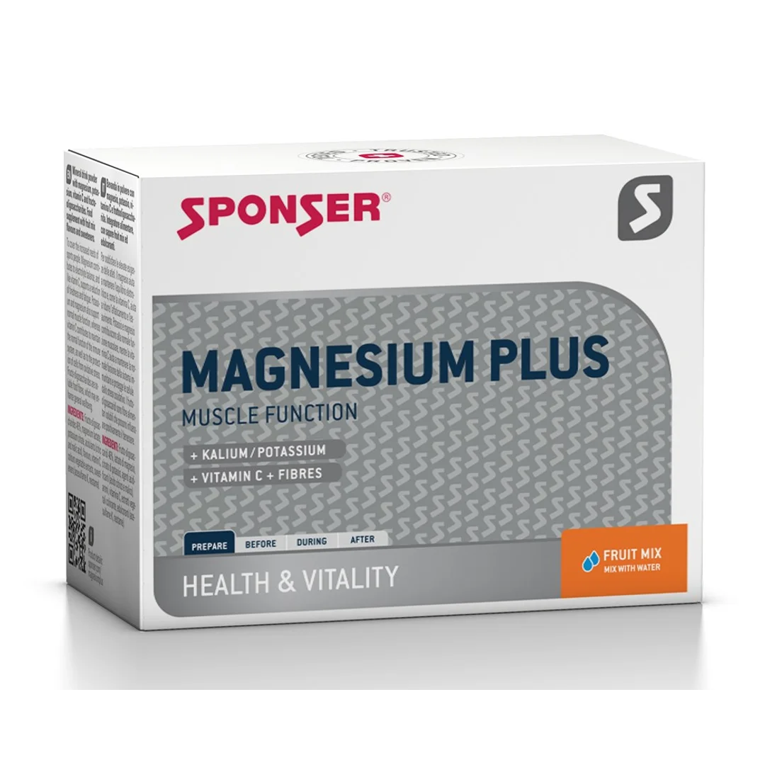 Magnez SPONSER MAGNESIUM PLUS w proszku mix owoców (pudełko 20 saszetek x 6,5g) (NEW)