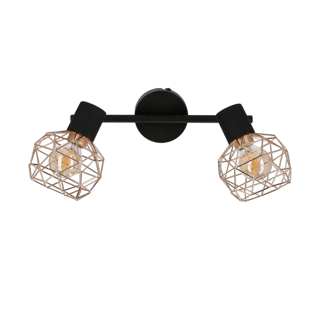 ACROBAT LAMPA SUFITOWA LISTWA 2X40W E14 CZARNY KLOSZ ZŁOTY