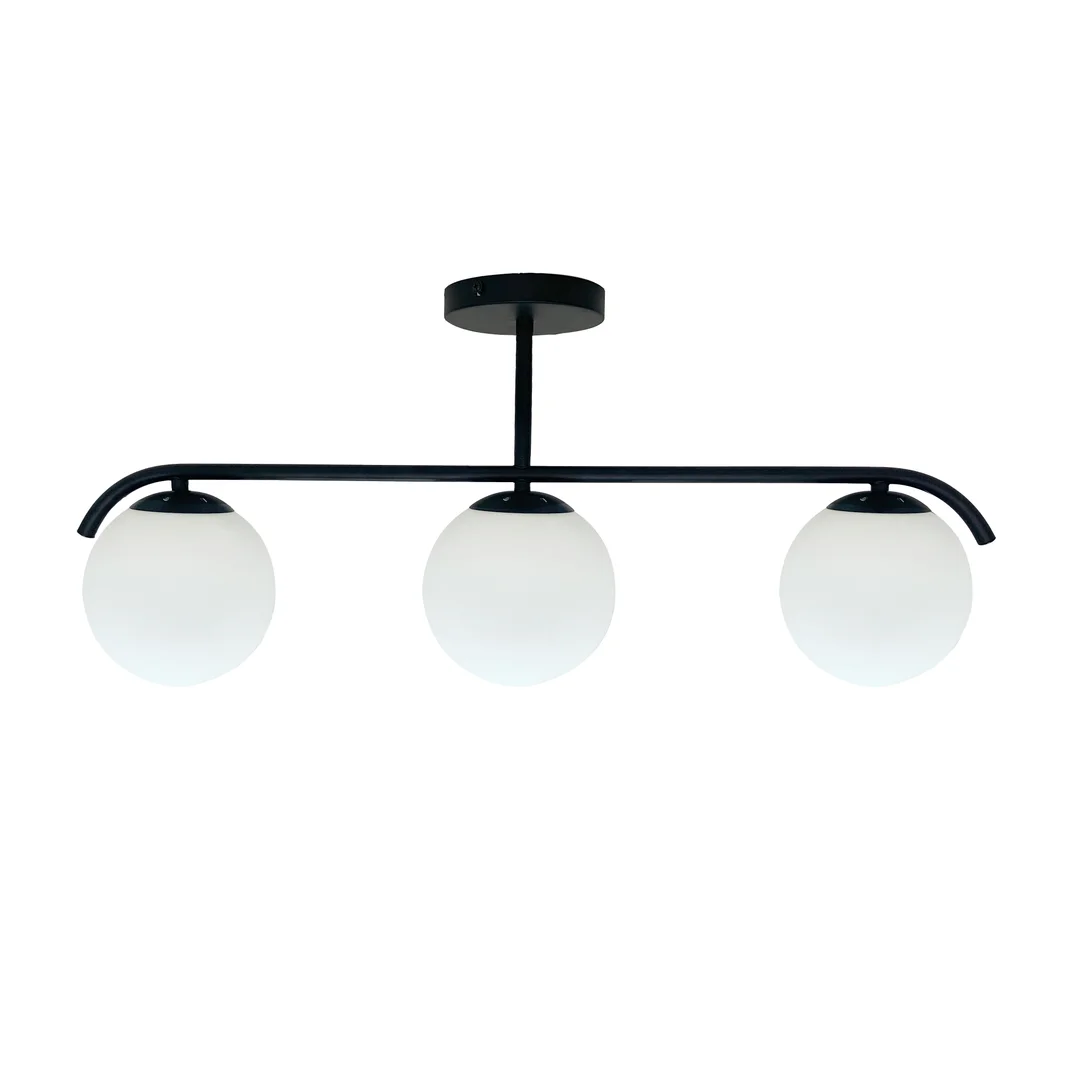 Amadeo lampa sufitowa czarny 3x40W E14 klosz biały