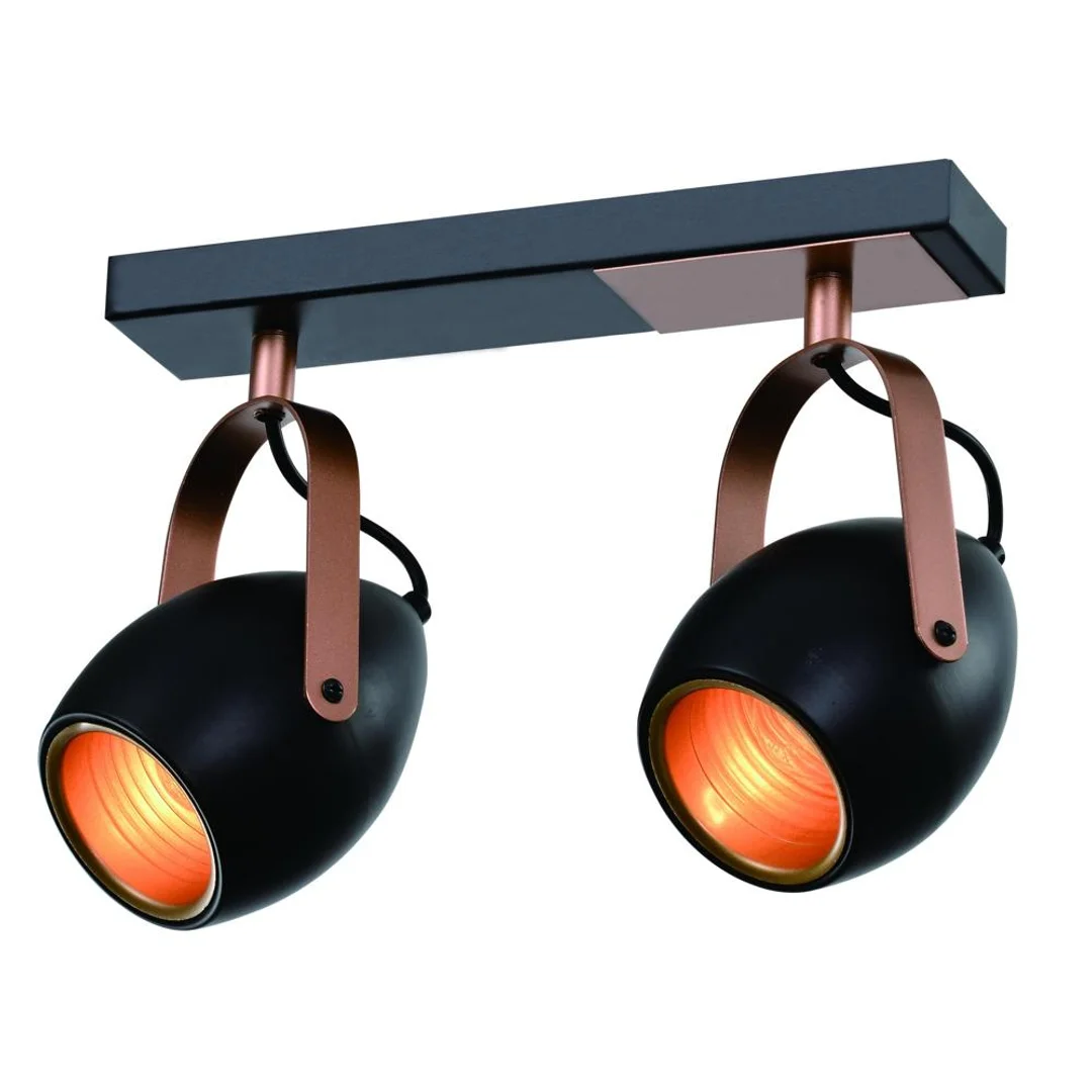 Anica lampa sufitowa listwa czarny 2x40w e14 odbłyśnik złoty