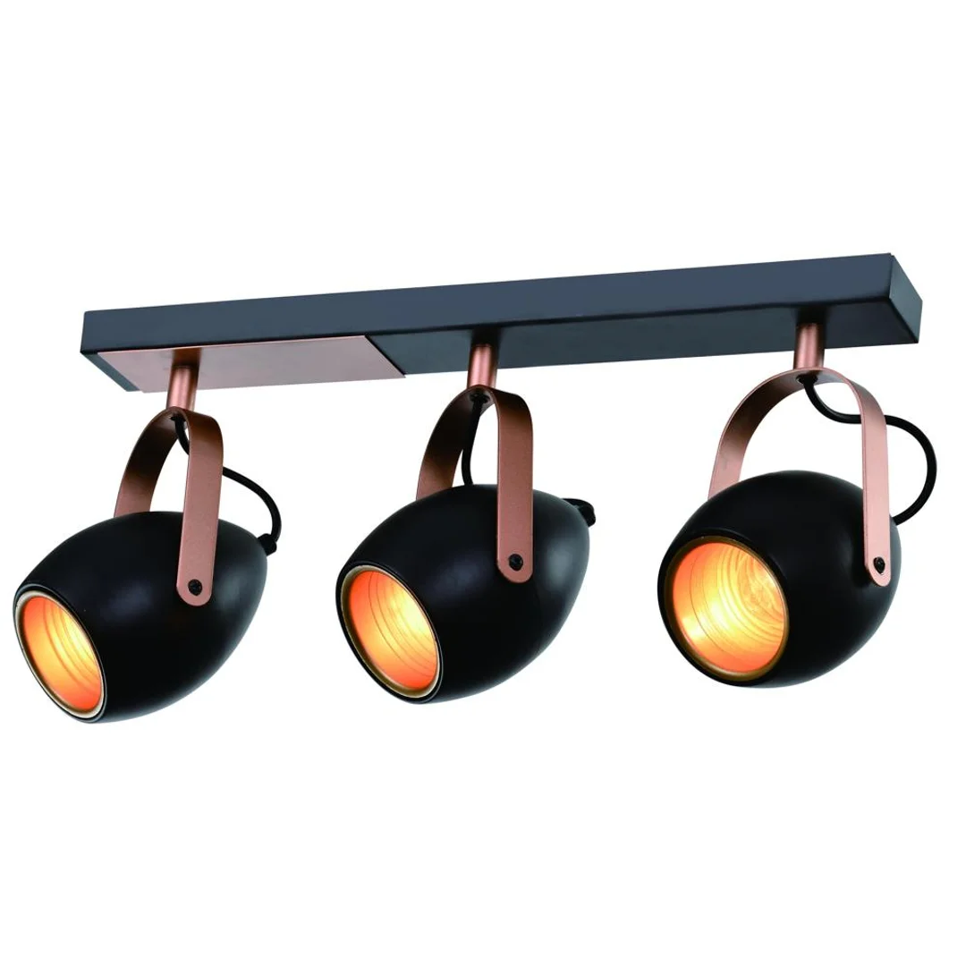 Anica lampa sufitowa listwa czarny 3x40w e14 odbłyśnik złoty