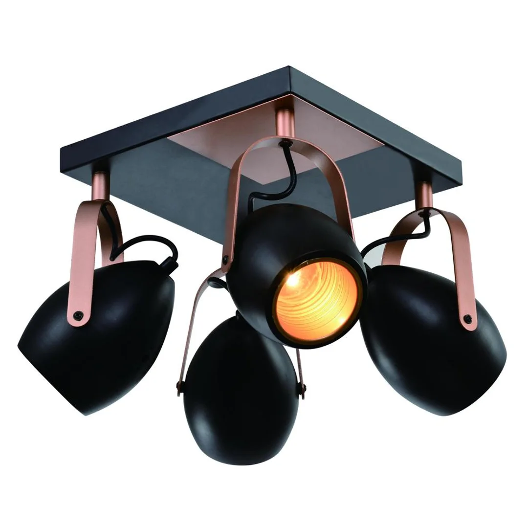 Anica lampa sufitowa plafon czarny 4x40w e14 odbłyśnik złoty