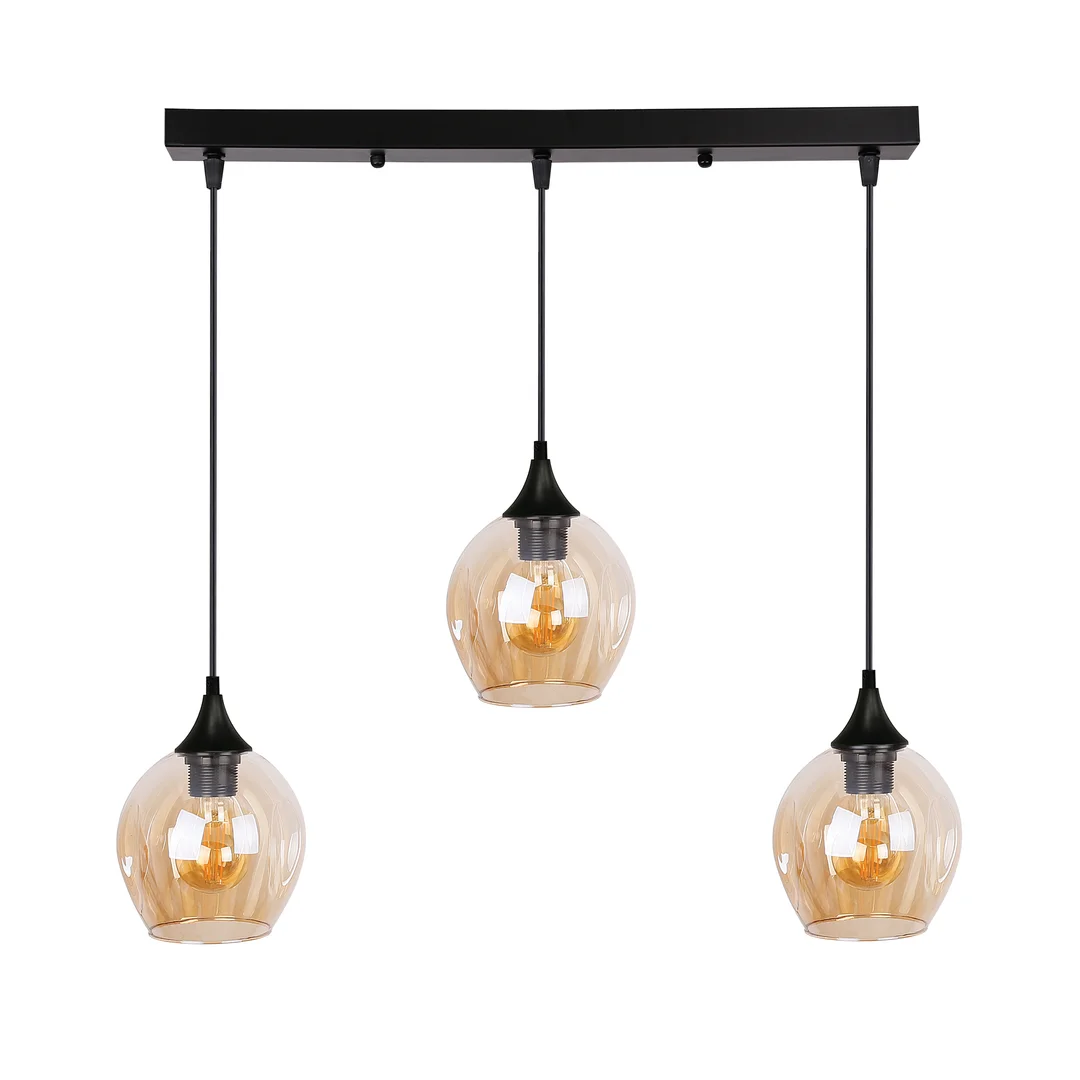 Aspa lampa wisząca czarny 3x40w e27 klosz brązowy