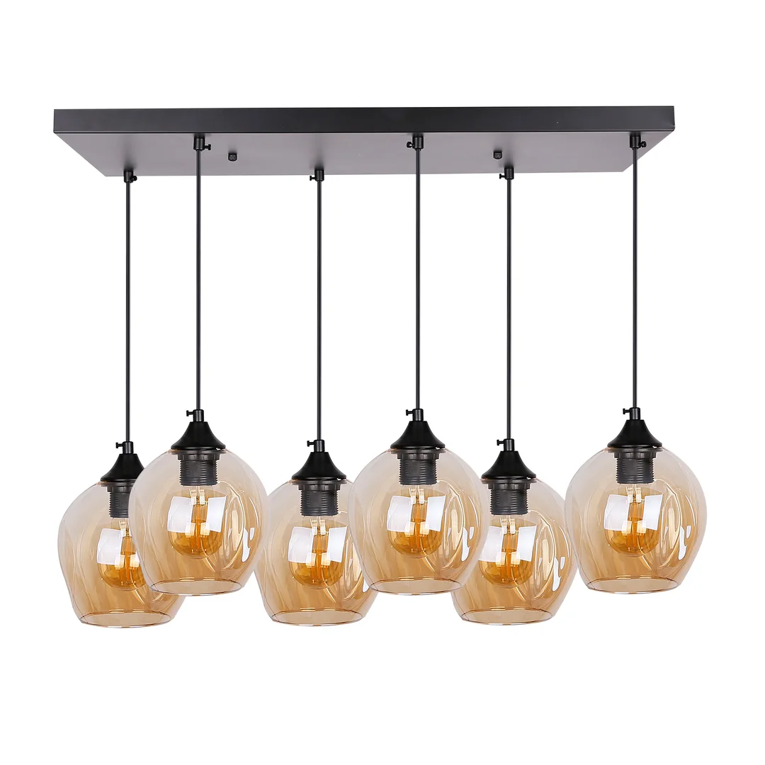 Aspa lampa wisząca czarny 6x40w e27 klosz brązowy