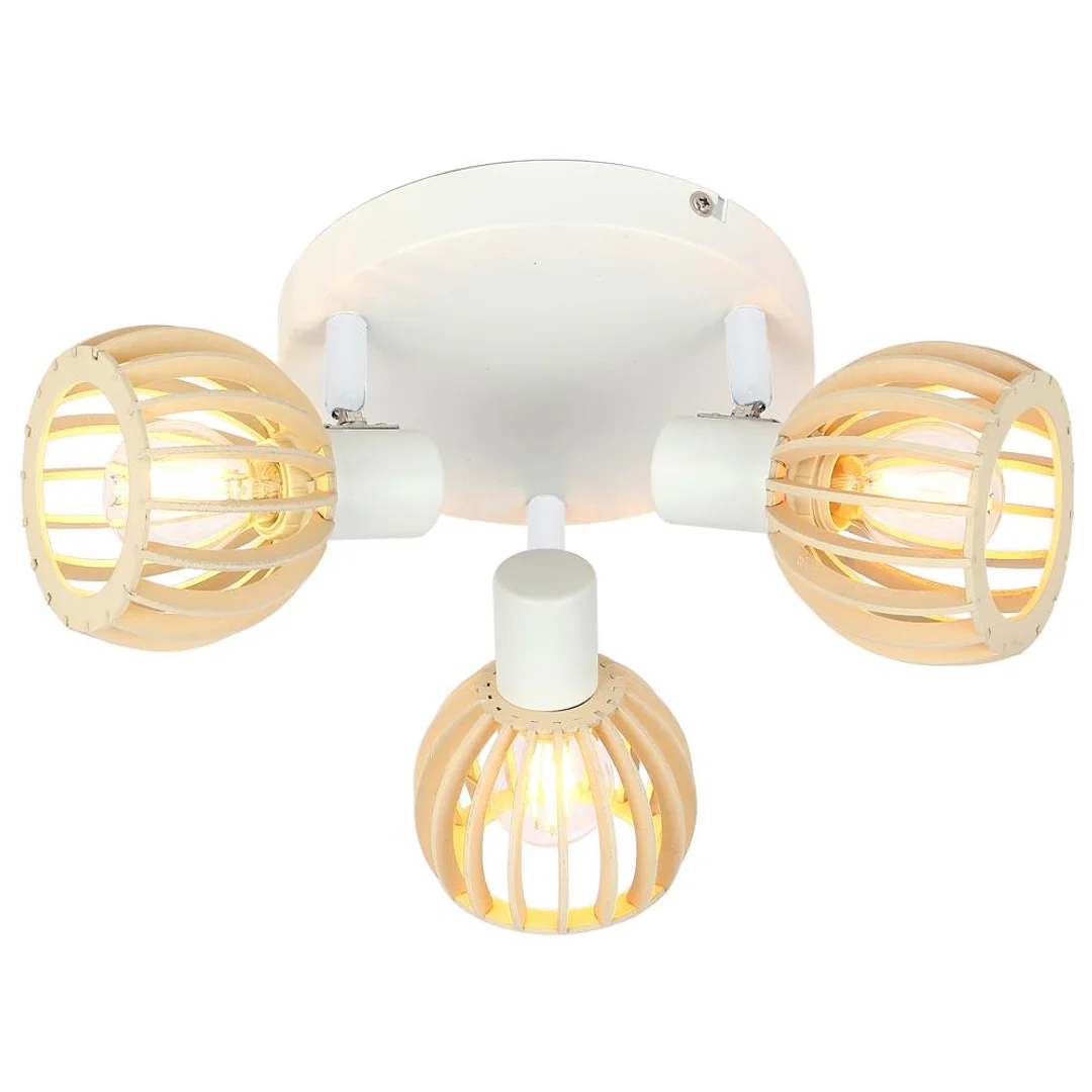 ATARRI LAMPA SUFITOWA PLAFON 3X25W E14 BIAŁY+DREWNO