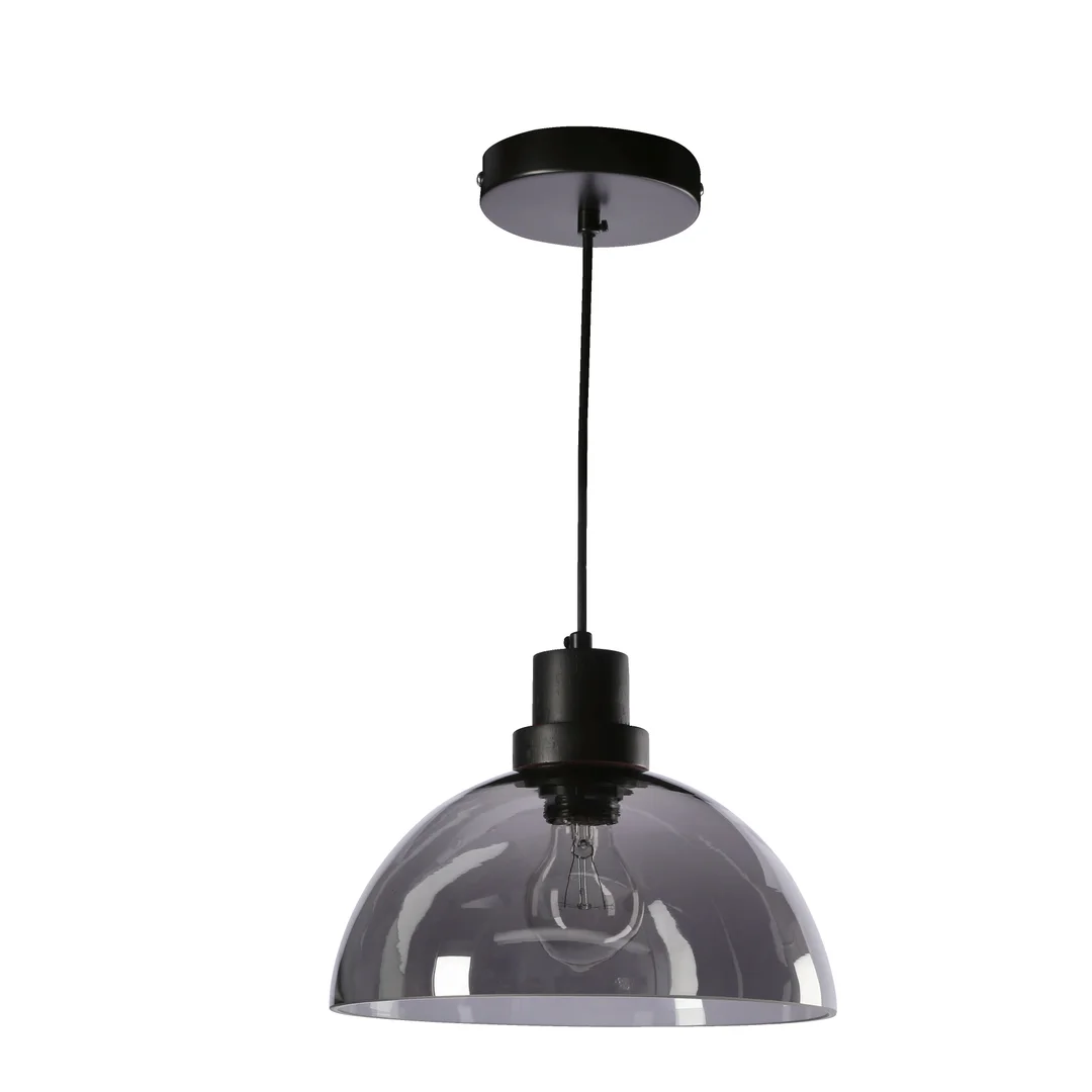 Barca lampa wisząca czarny 1x40W E27 klosz dymiony