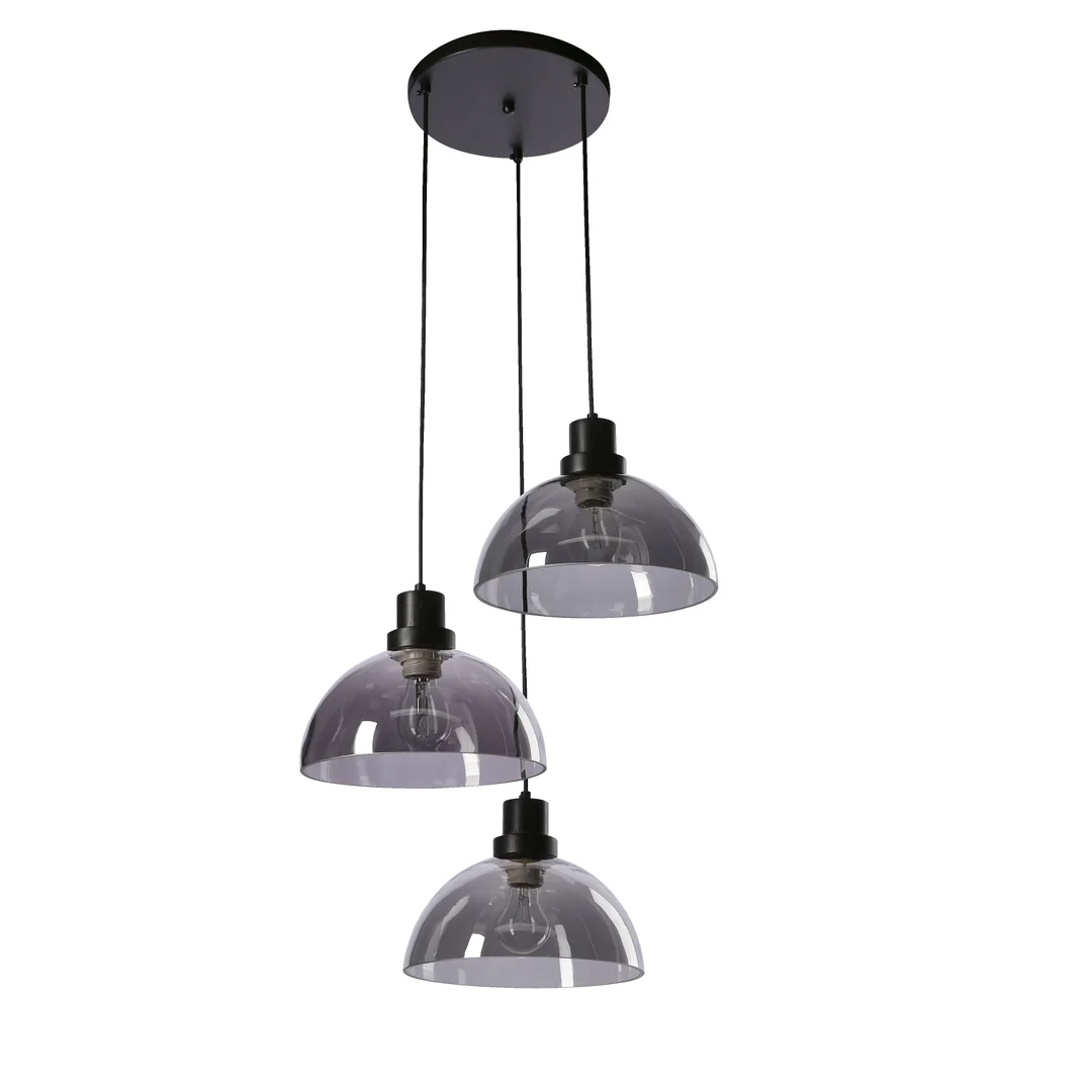 Barca lampa wisząca czarny 3x40W E27 klosz dymiony