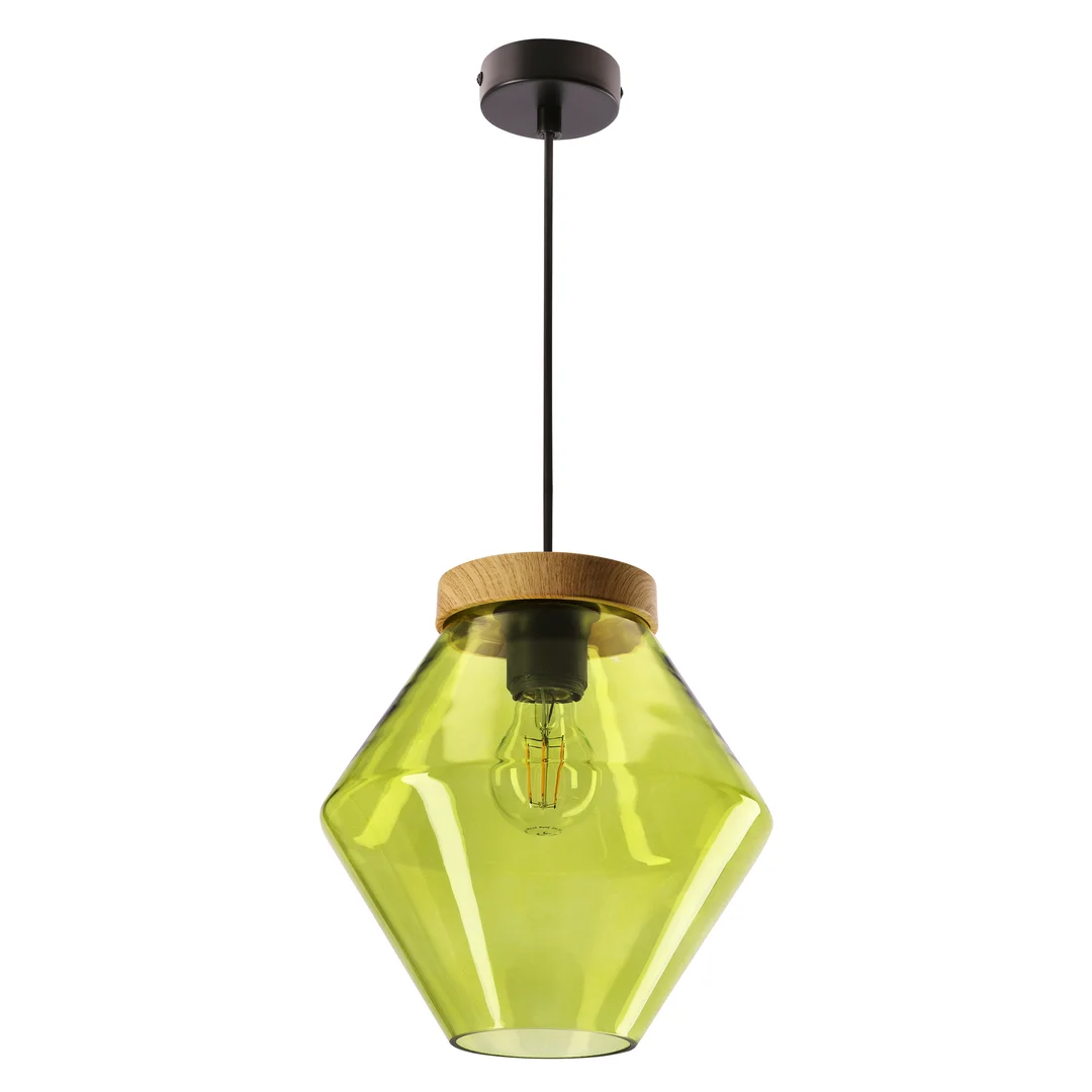 BRELS lampa wisząca czarny z efektem drewna 1x40 E27 klosz zielony