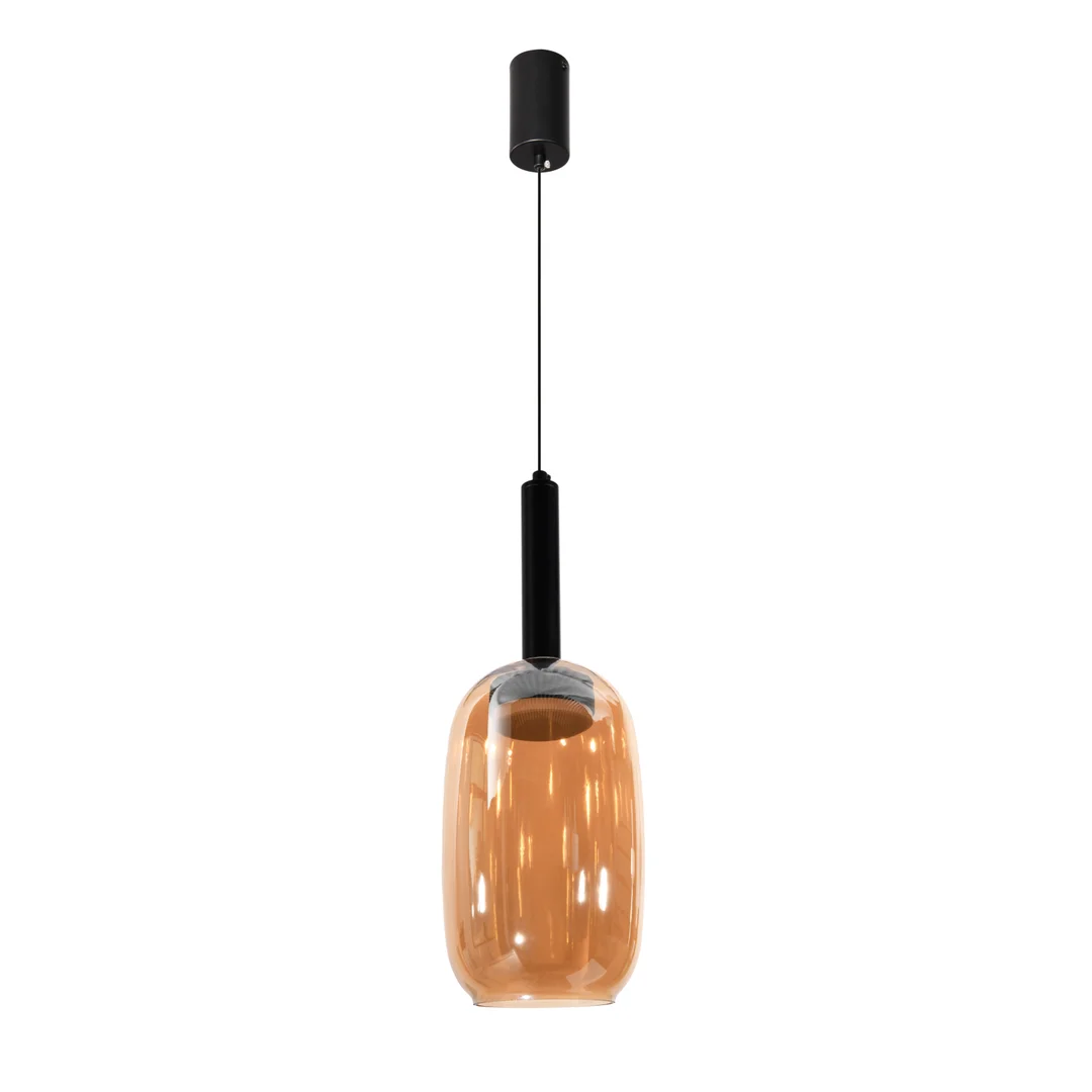 BUENO lampa wisząca czarny 1x9W GX53 klosz bezbarwny+bursztynowy