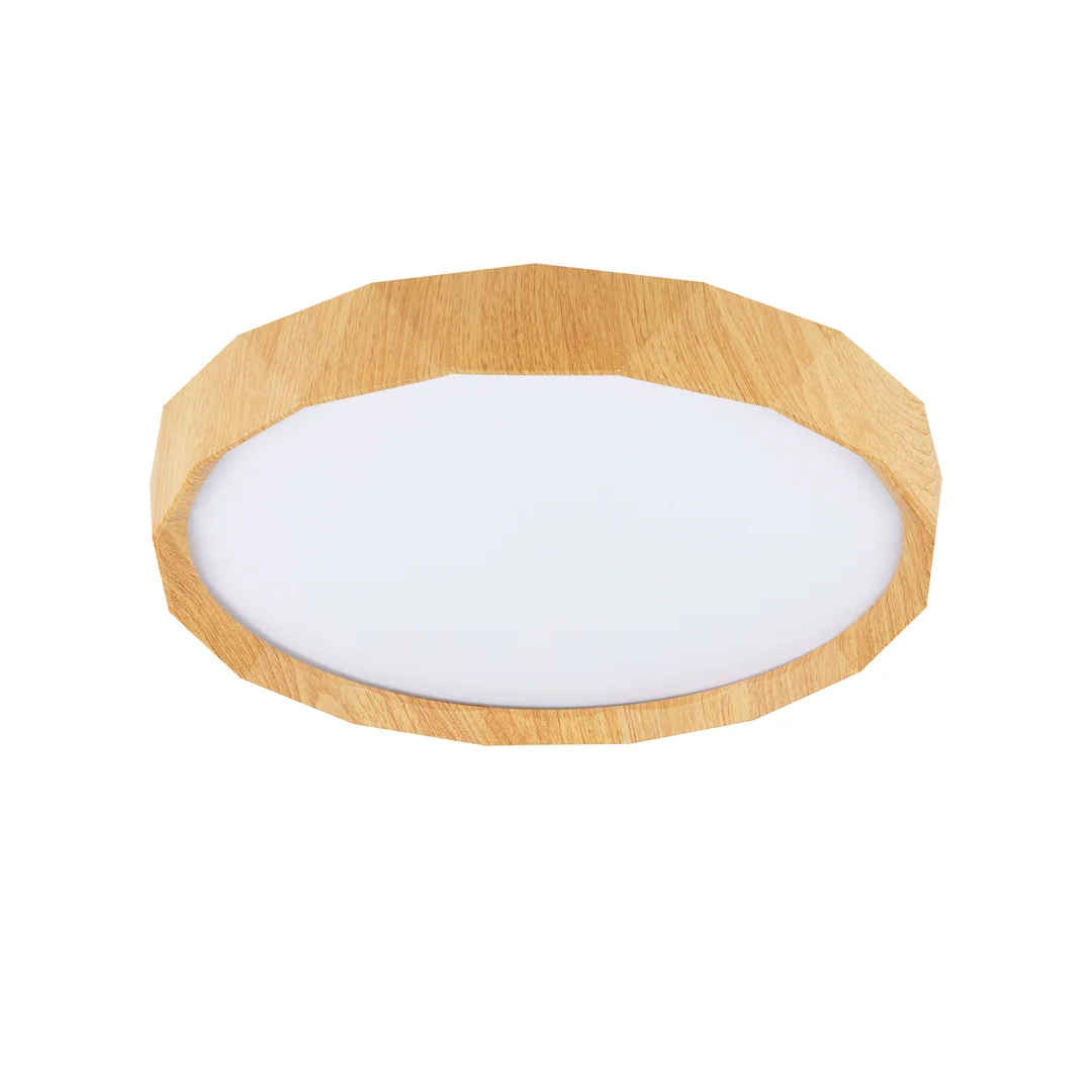 CADIX LAMPA SUFITOWA PLAFON BIAŁY+DREWNIANY 24W LED 38,5 CM KLOSZ BIAŁY