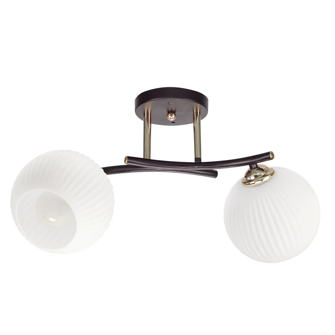 CALMO lampa sufitowa brunatny+złoty 2x40W E27 klosz biały