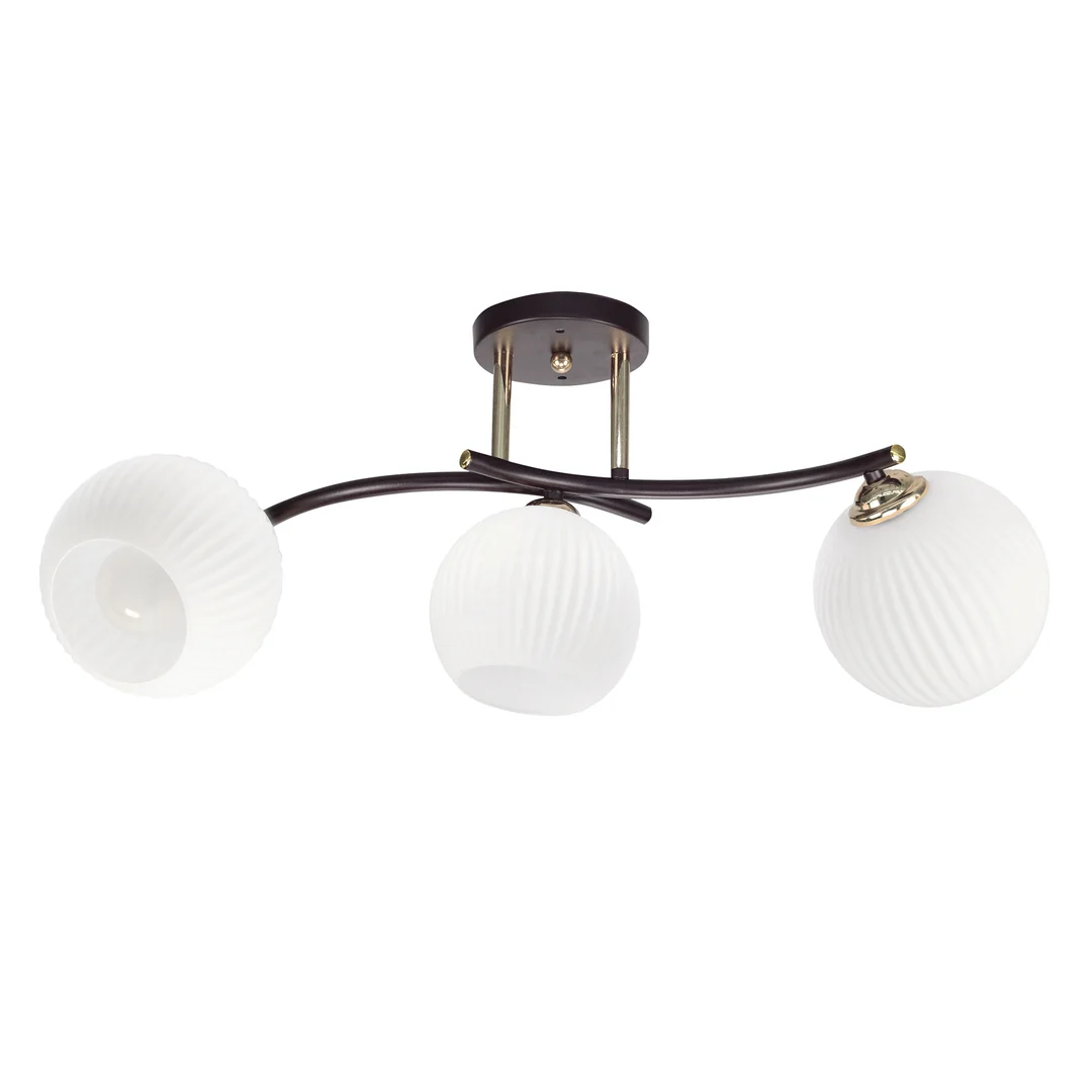 CALMO lampa sufitowa brunatny+złoty 3x40W E27 klosz biały