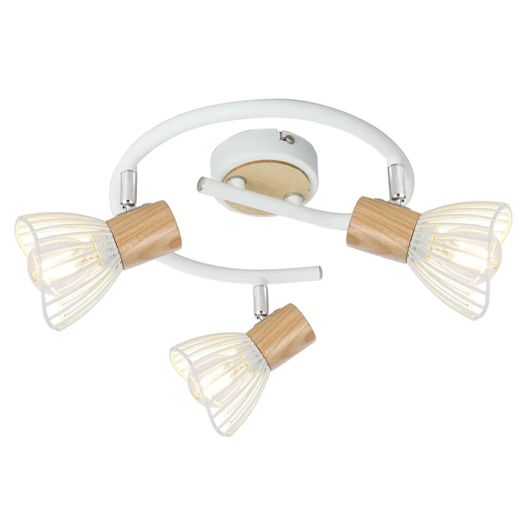 Chile Lampa Sufitowa Spirala 3XMAX25W E14 Biały + Drewno
