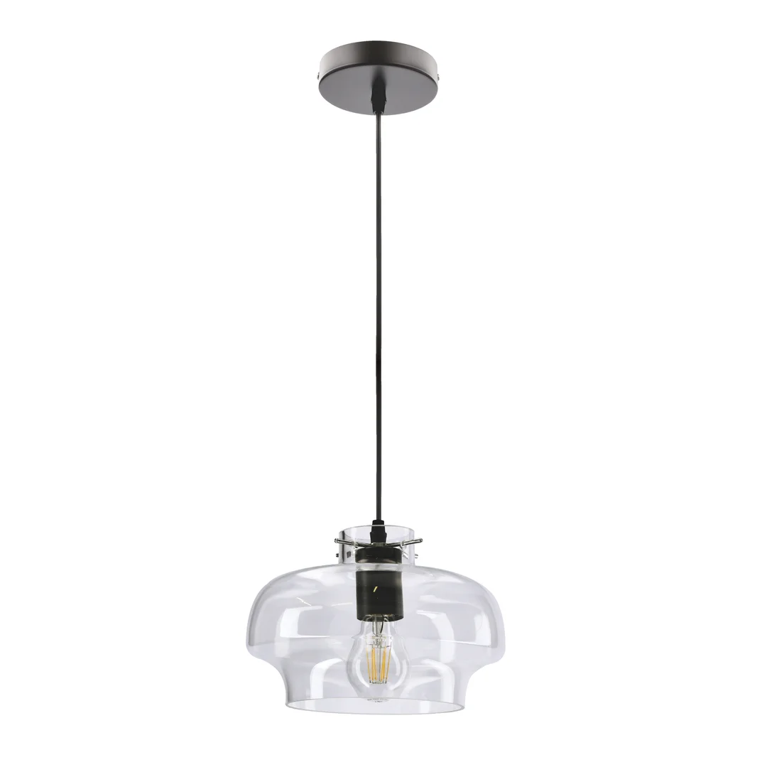 Conissimo lampa wisząca czarny 1x40W E27 klosz bezbarwny