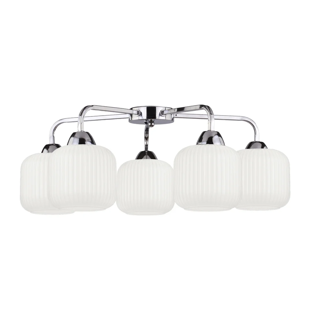 Cromado lampa sufitowa chromowy 5x60W E27 klosz biały