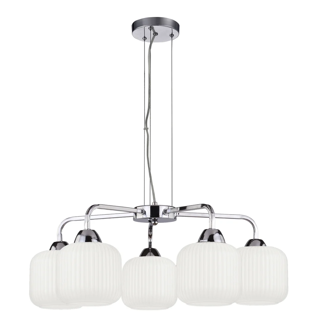 Cromado lampa wisząca chromowy 5x60W E27 klosz biały
