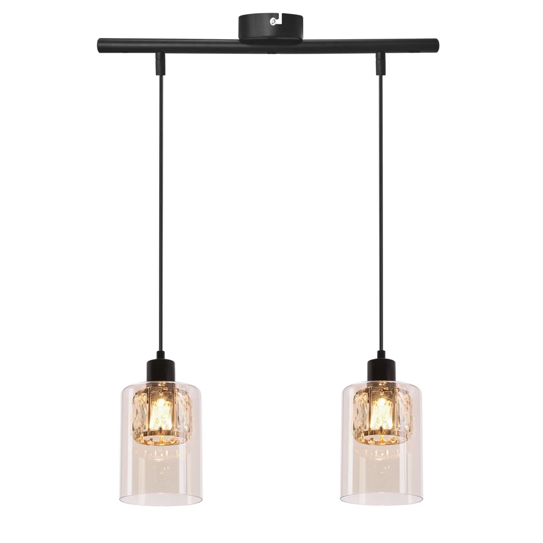 DUCATO lampa wisząca czarny +złoty 2x40W E27 klosz bursztynowy