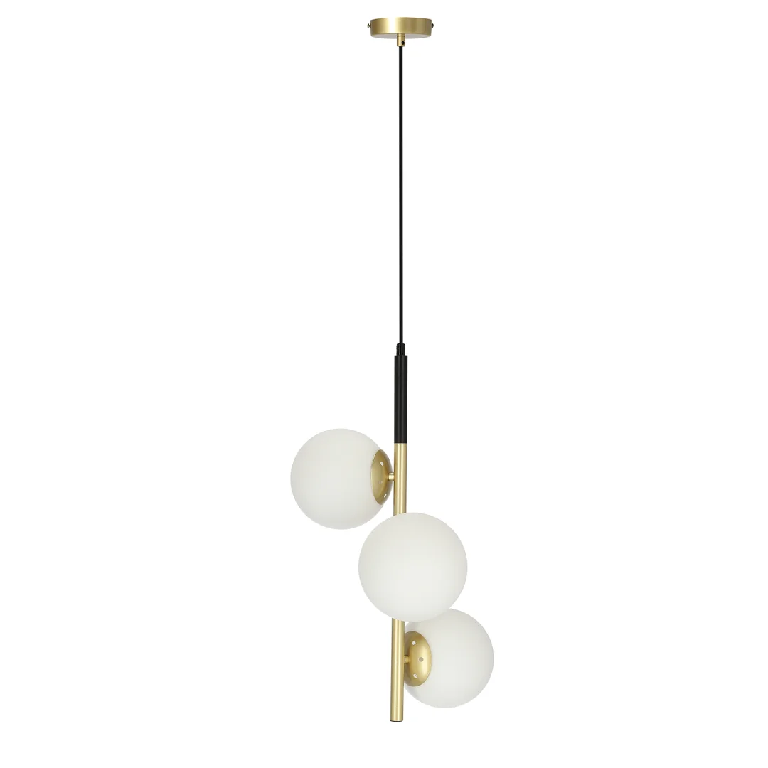 Duo lampa wisząca czarny matowy+złoty 3x15w e14 klosz biały