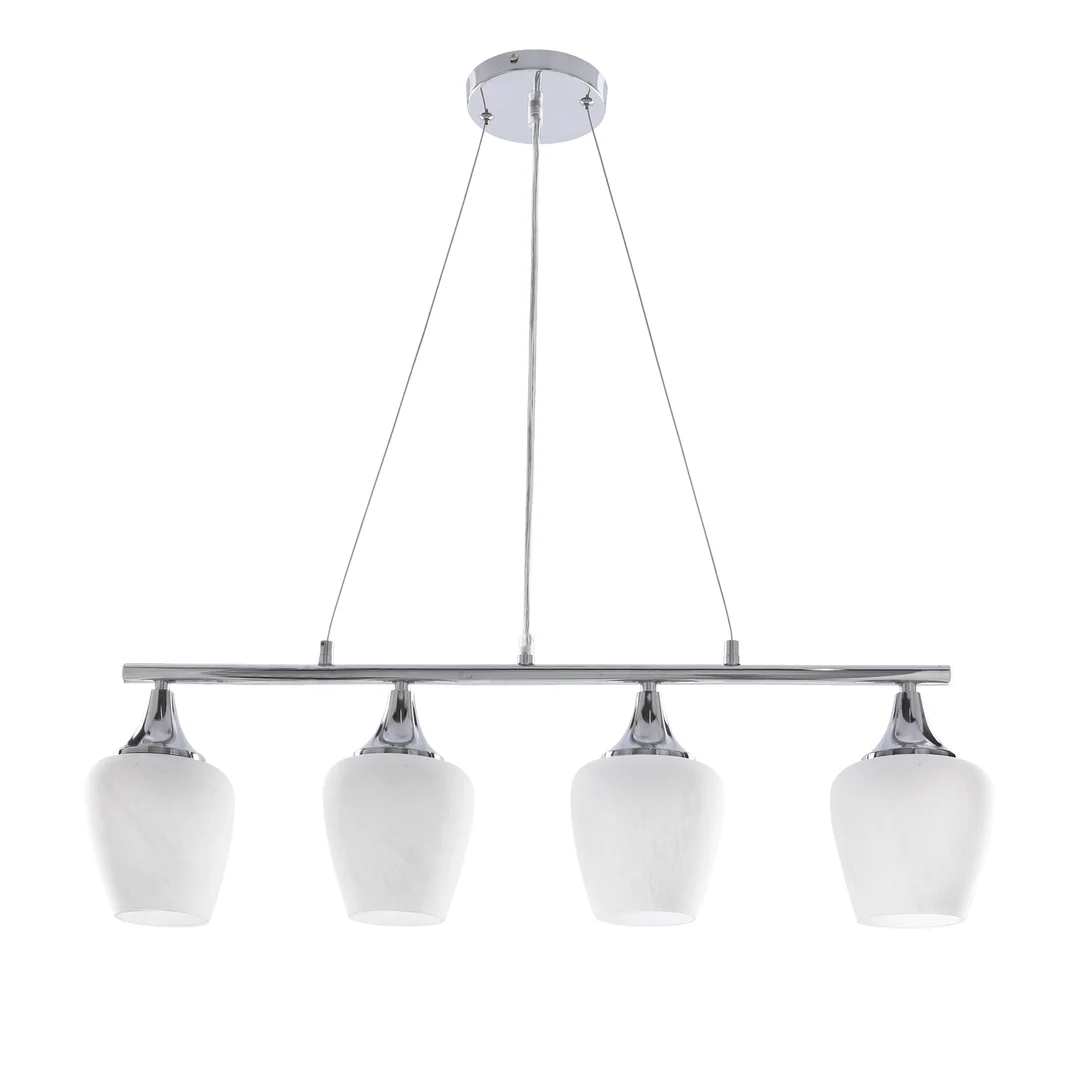 ELECTRA lampa wisząca chromowa 4x60W E27 białe klosze nowoczesna lampa sufitowa do salonu jadalni kuchni efektowny design