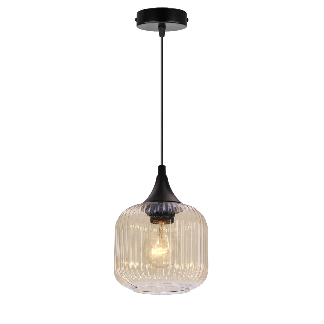 Estas lampa wisząca czarny 1x40W E27 klosz bursztynowy